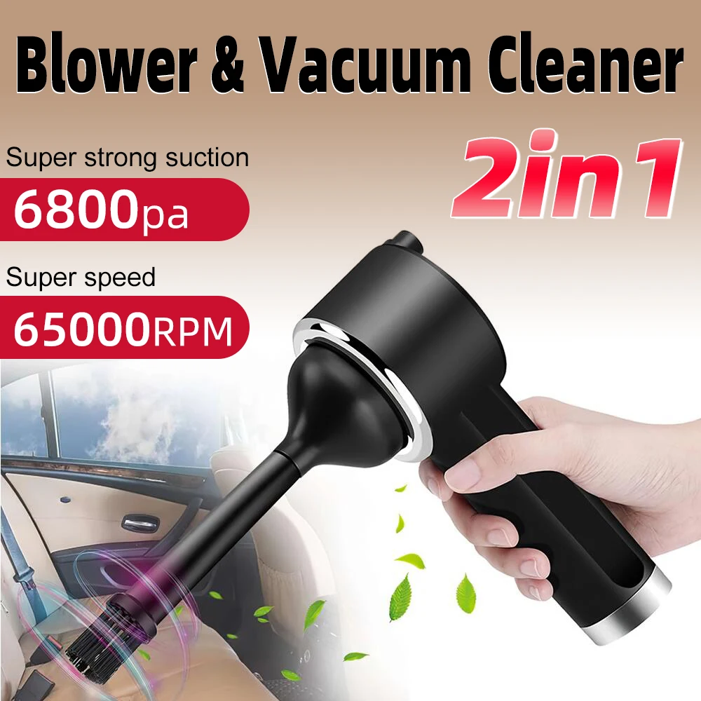 2-in-1 Cordless Air Duster & Vacuum Cleaner for Car Handheld Electric Air Blower,Powerful Cleaning for Computer Keyboard Sofa