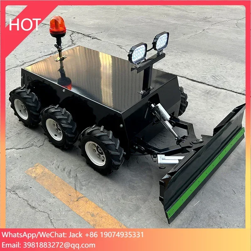 CE 24V 200AH Remote Control Gas Robot Snow Plow Mini 6WD Snow Plow Machine