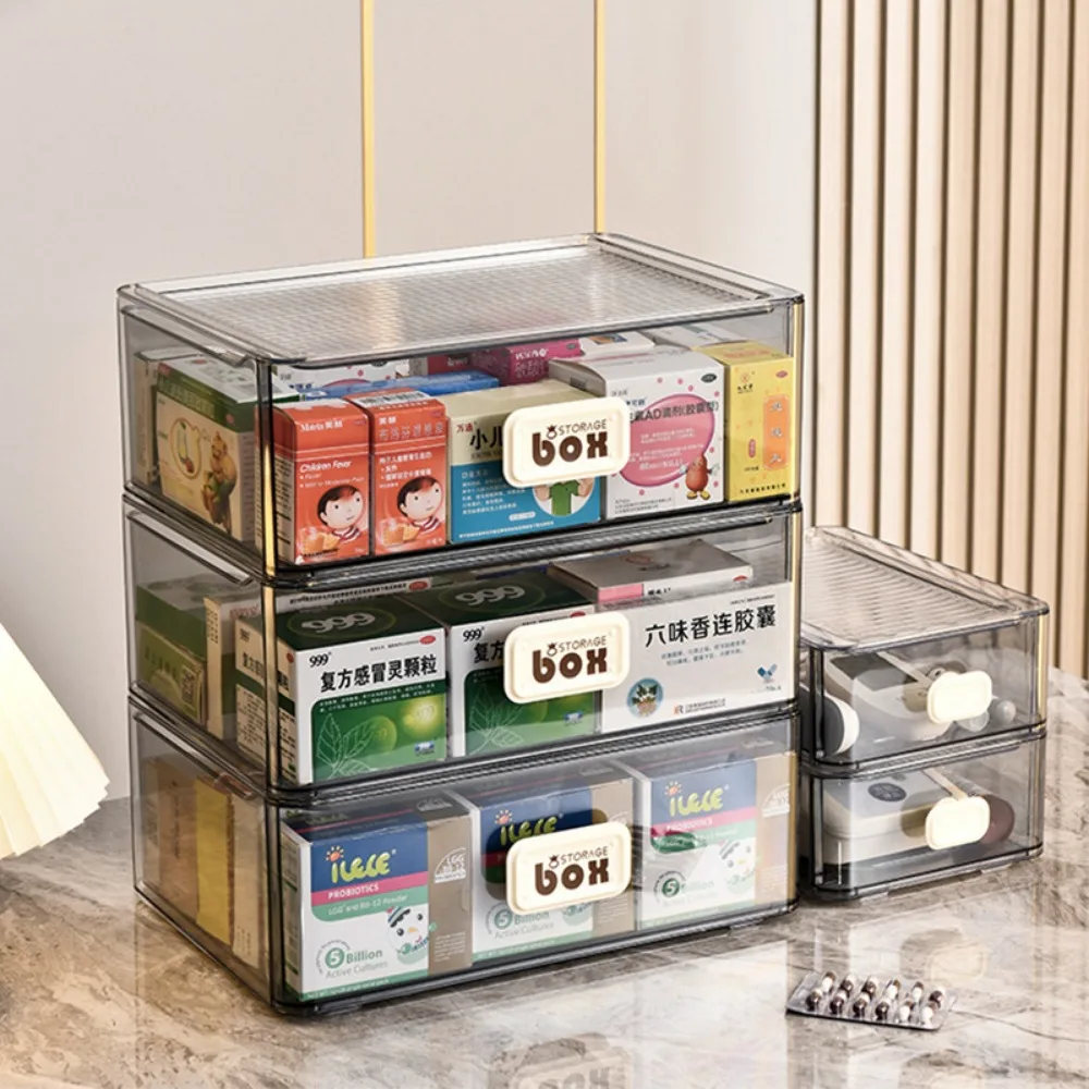 Medicine Drawer Home Medication Storage Clear Pill Case Storage Cabinet Acrylic Household Necessities Dustproof Medicine Box