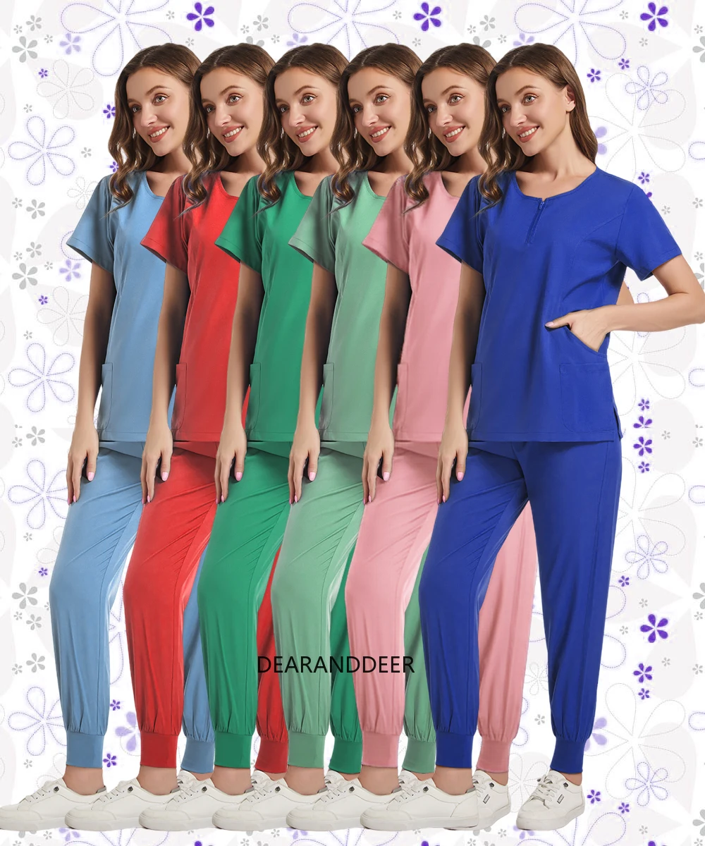 

Short-sleeved top + pants beauty salon dental clinic nurse uniform women's surgical scrub high-quality medical care set