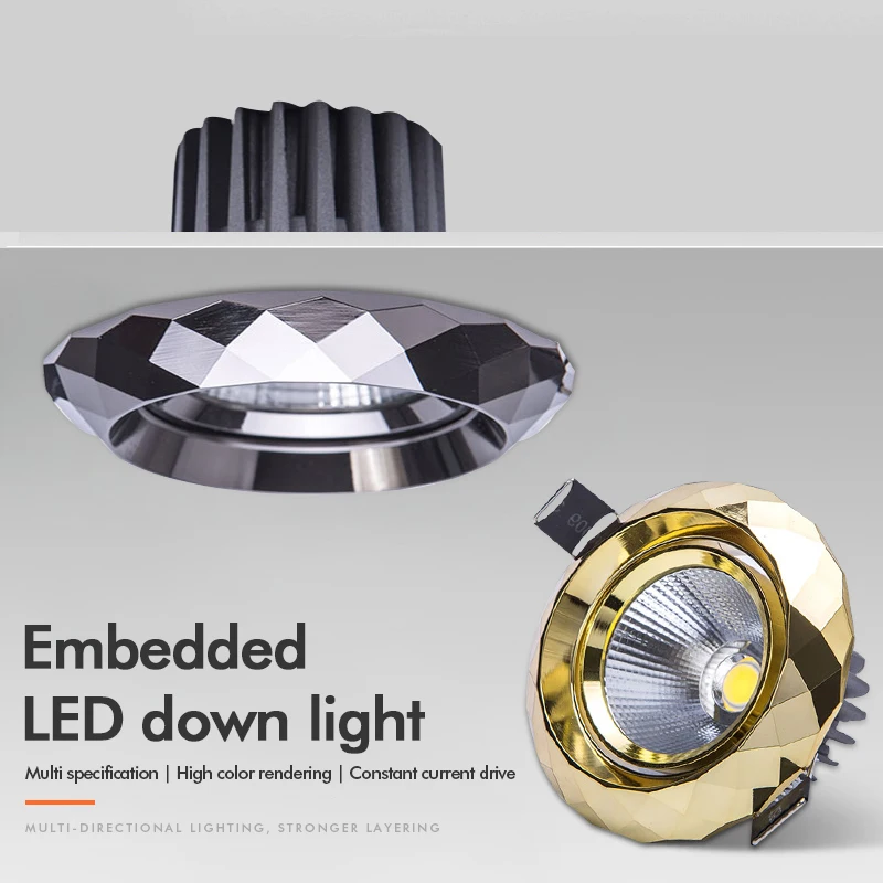 Inbouw Led Downlights Anti Glare Diamant Dimbaar 7W 9W Ac85 ~ 265V Led Plafond Spot Lampen Thuis Binnenverlichting Decor