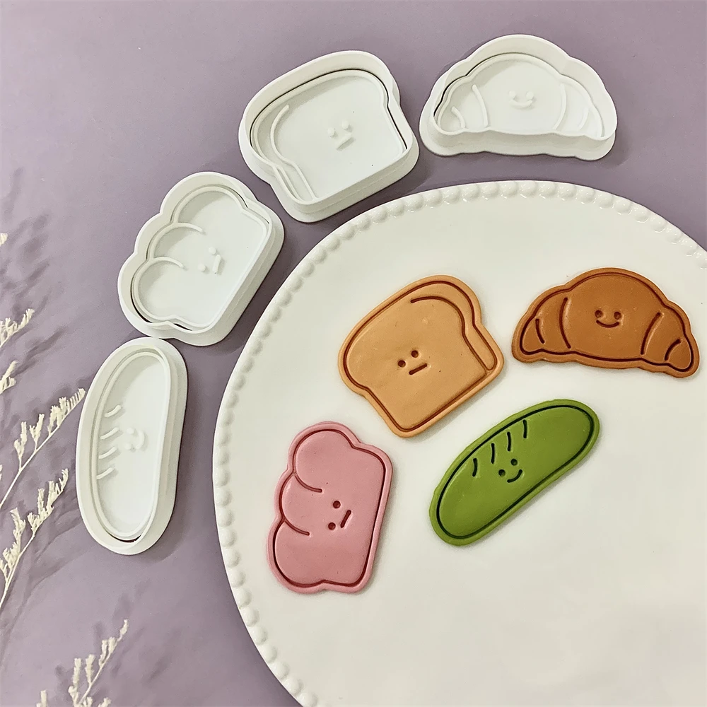 Bear Bread Expression Cookie Cutters 3D Plastic Biscuit Mold Cookie Stamp DIY Fondant Cake Mould Kitchen Baking Pastry Bakeware