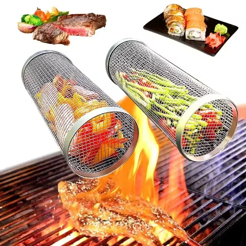 Stainless Steel Greatest Grilling Basket Ever BBQ Grill Cage Net Picnic Camping Barbecue Cooking Accessories outdoor kitchen