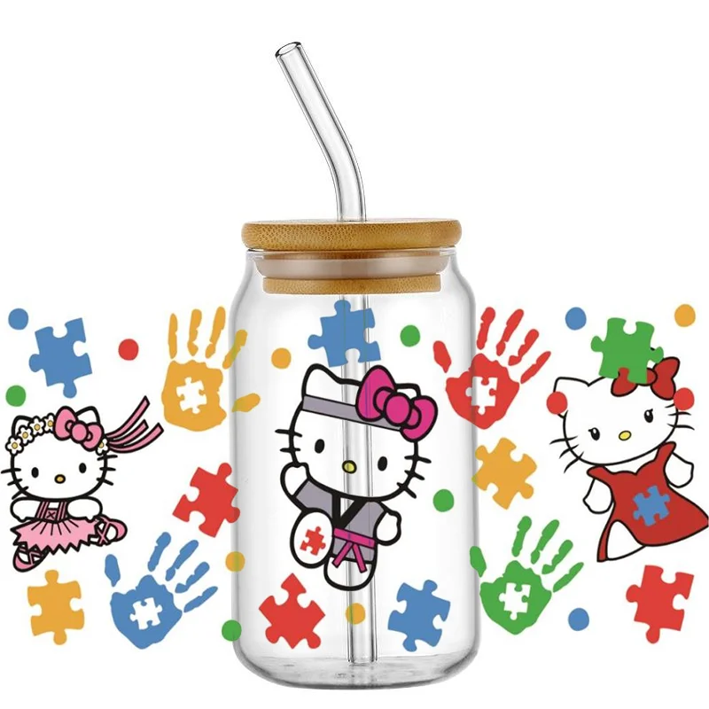 

Miniso Kitty 3D UV DTF Cup Wraps Sticker Cartoon Cat Waterproof Transfer Stickers 16oz Wrap Transfers Decal Wholesale for Libby