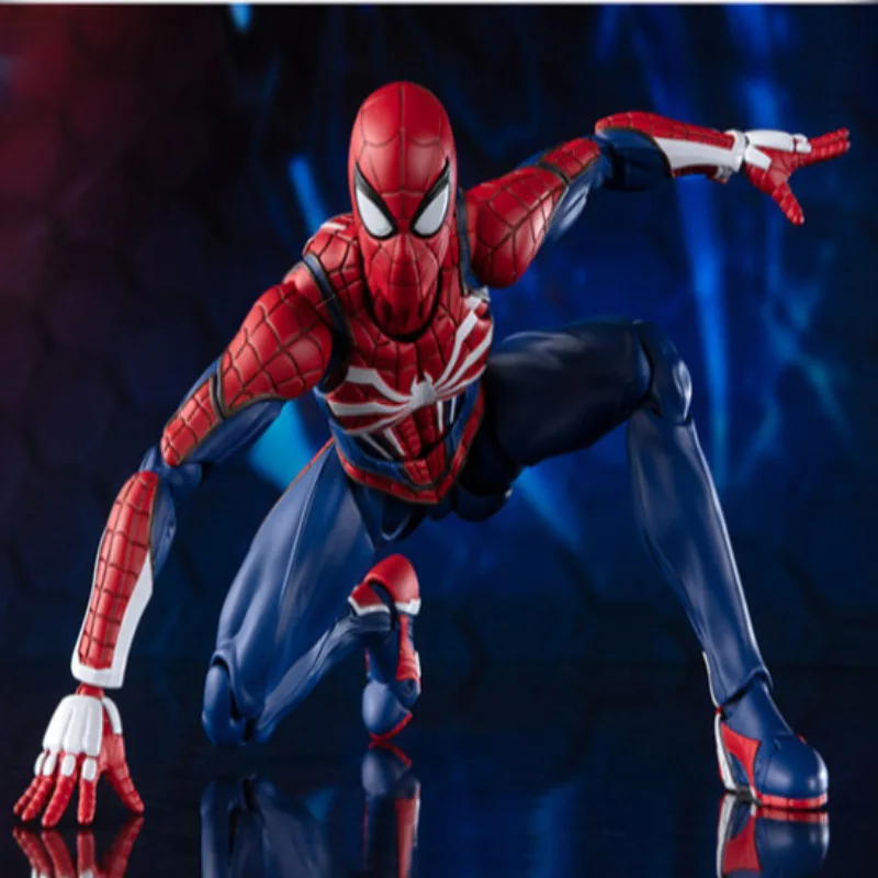 

Cartoon WD Spider Man Vinyl Face Figure Doll Marvel Upgraded Battle Dress Funny PS4 Game Version Mobile Spider Man Doll Model