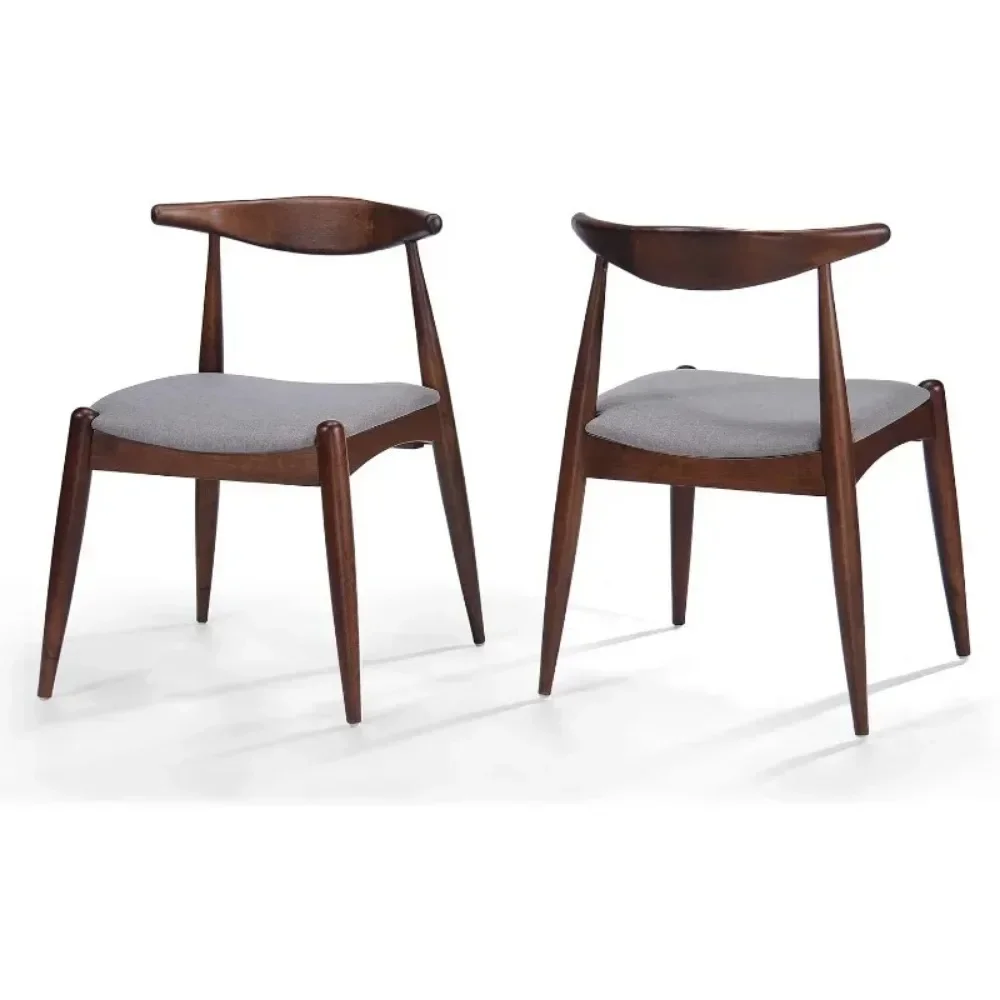 Francie Fabric with Walnut Finish Dining Chairs, 2-Pcs Set