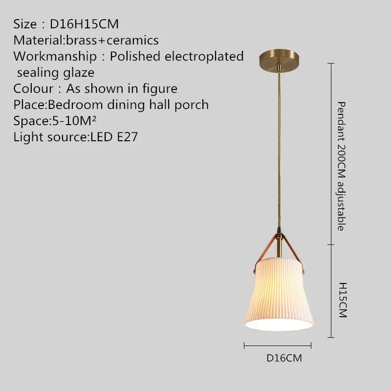 PLLY 북유럽 황동 행잉 펜던트 LED 조명, 모던 심플 크리에이티브 세라믹 램프 및 샹들리에, 홈 다이닝 침실용