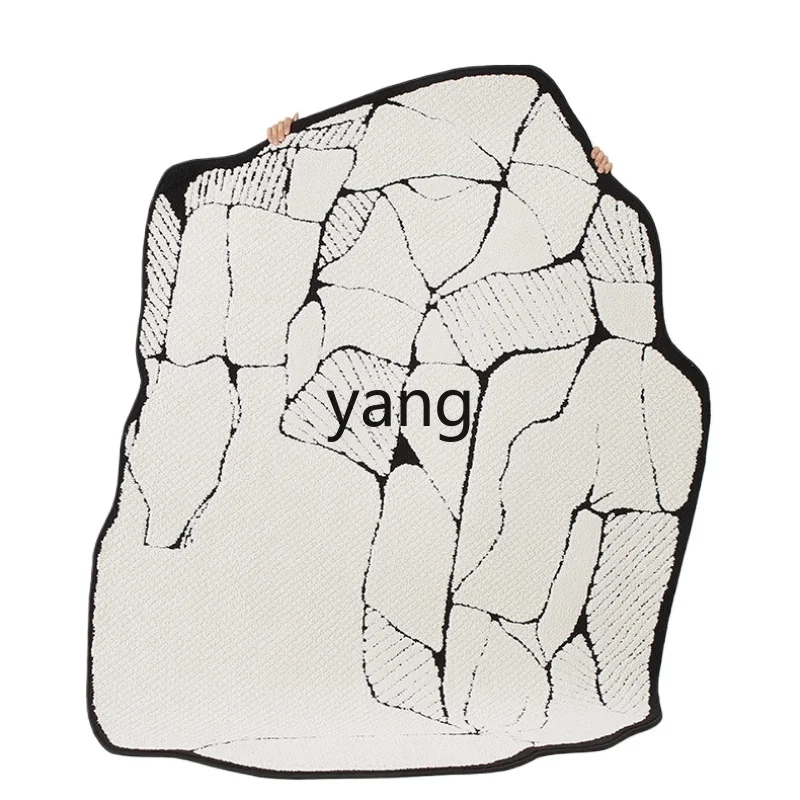 LMM Black and White Stone Irregular Living Room Carpet Waterproof Non-Slip Special-Shaped Cloakroom Blanket Floor Mat