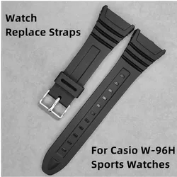 For Casio W-96H Sports Watches Watchband Silicone Rubber Bands For Electronic Wristwatch Watch Replace Straps