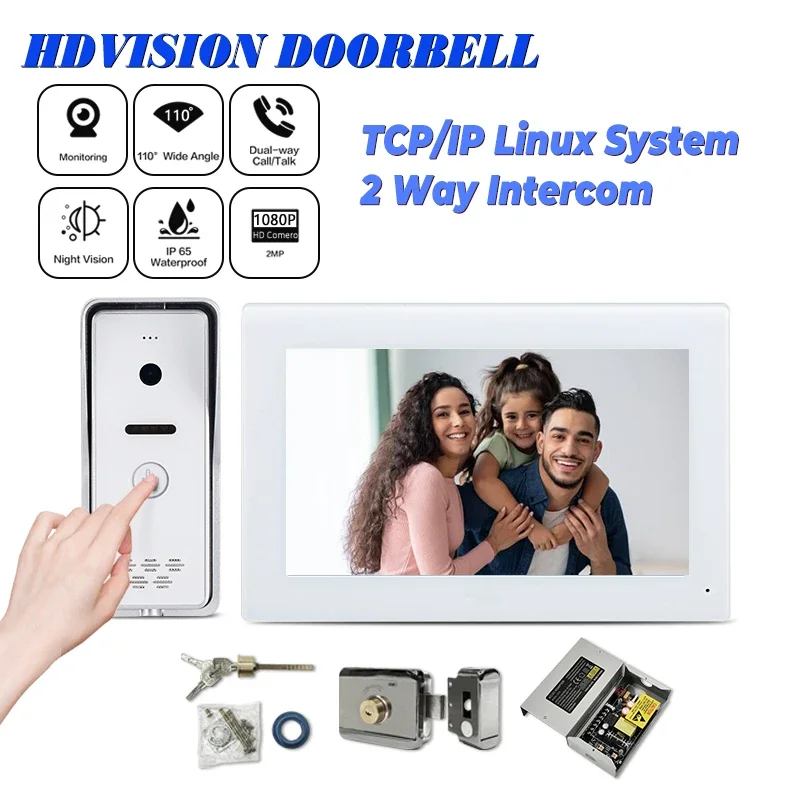 

Дешевая IP-система внутренней связи RJ45, дверной звонок, видеодомофон 7 дюймов, комплект внутренней связи, поддержка звонков в комнате, POE коммутатор