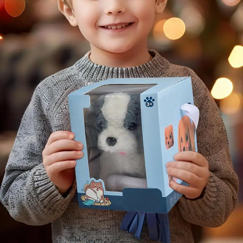 Simulazione di peluche realistica Giocattolo per bambini con cane intelligente Può camminare e chiamare Robot di peluche elettrico Cane da compagnia Regalo di Natale per bambini 0-7