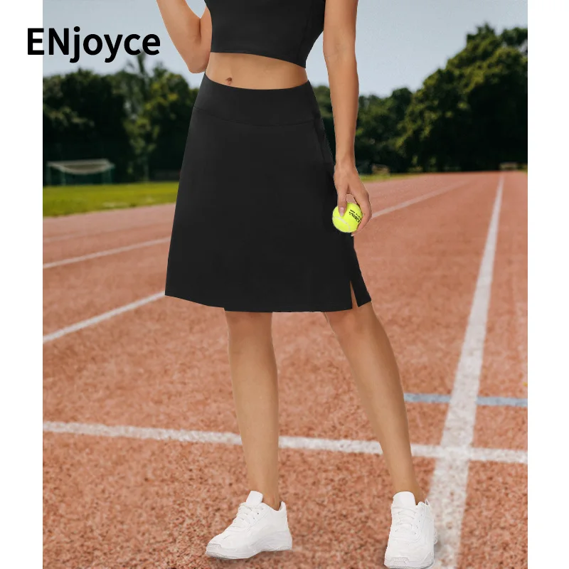 Women's High Waisted Mid-length Sports Tennis Skirts Stretch Sexy Shorts Dance Running Golf Skorts Gym Workout Ball Pocket Skirt