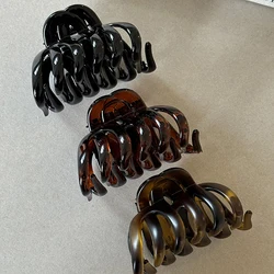 New Simple Hair Claw Women Solid Color Hollow Shark Claw Back Head Hair Clip Large Hair Claw Barrettes Girls Hair Accessories