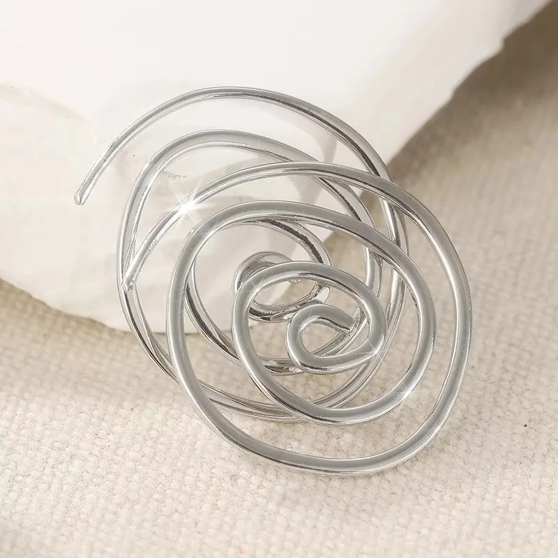 Vintage ethnische silberfarbene Metallgeometrie Spirale baumelnde Ohrringe für Frauen Schmuck – Detail 5