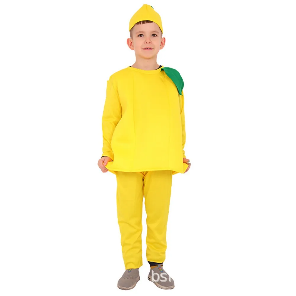 

Food Fruit Veggie Costume Performance Stage Pumpkin Cloak Children Cosplay Costume Cartoon Design Parent-child Performance Suit