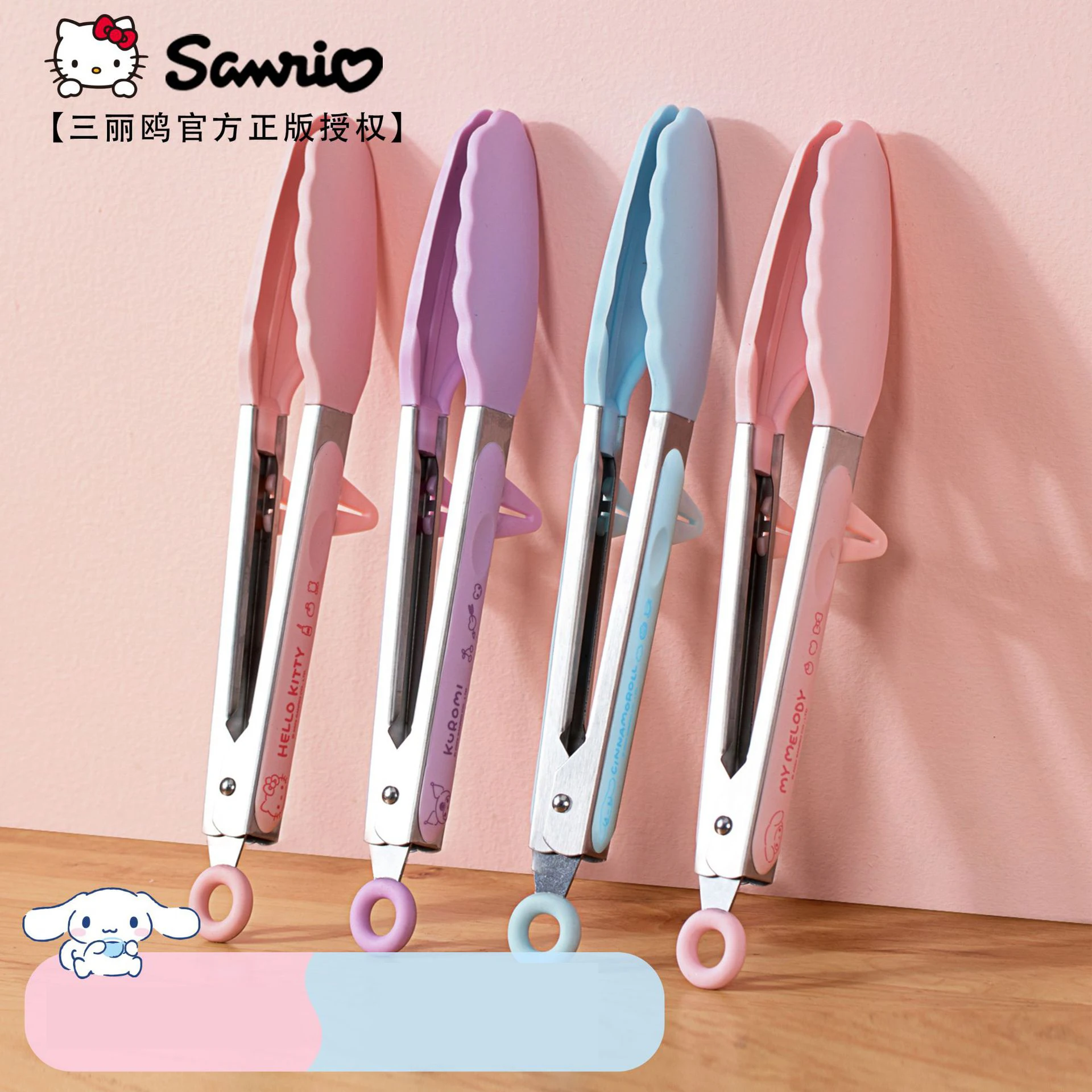 

Kawaii Hello Kitty Kuromi My Melody Silicone Barbecue Clip Anime Sanrio Girly Heart Anti-Scalding Clip Fried Steak Food Clip