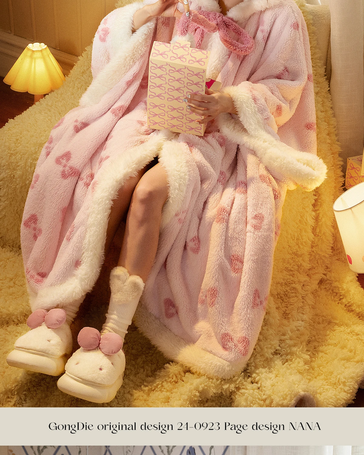 Cartoon Cat Nightgown Women Autumn and Winter Coral Fleece Long Cape Pajamas Loungewear Sleepwear Women