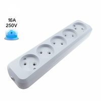 European Type 16A 250V 1 to 5 Gang Power Extension Grounding Socket wireless