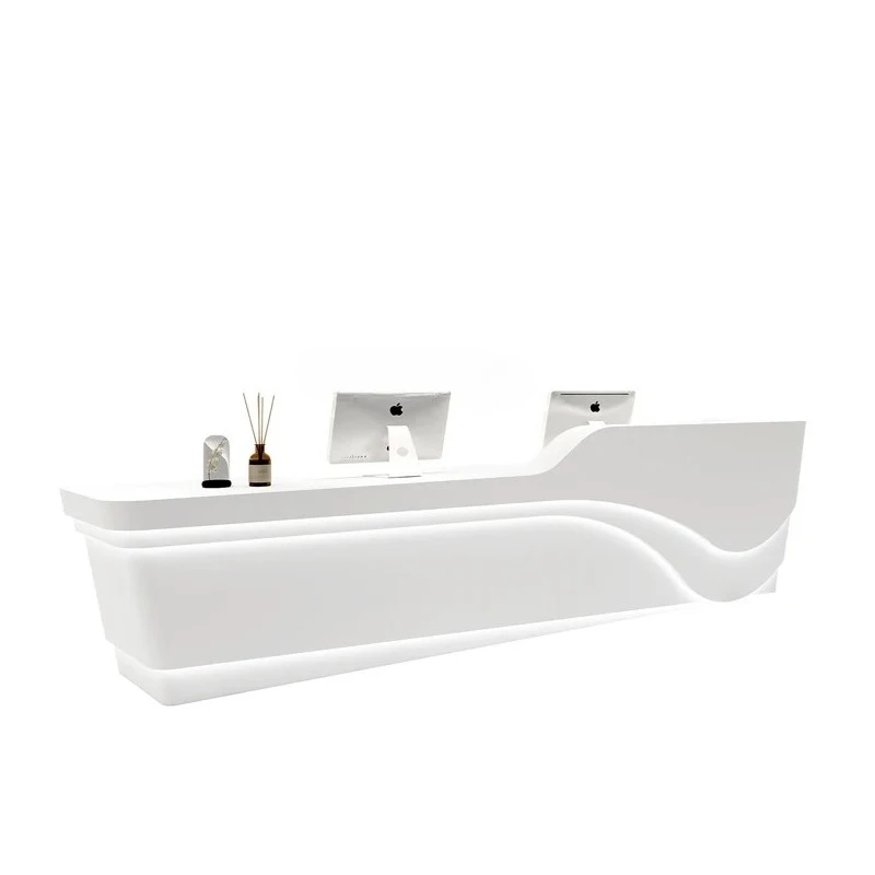 

Paint Customized Cashier Simple Modern Beauty Salon Curved Bar Lobby Sales Department Reception Desk Company Reception Desk