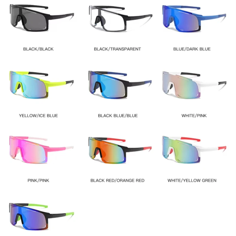 نظارات المشي لمسافات طويلة كبيرة الحجم مربعة مضادة للضوء قطعة واحدة نظارات مقاومة للرياح للرجال والنساء بعدسات ركوب الدراجات على الطرق نظارات رياضية