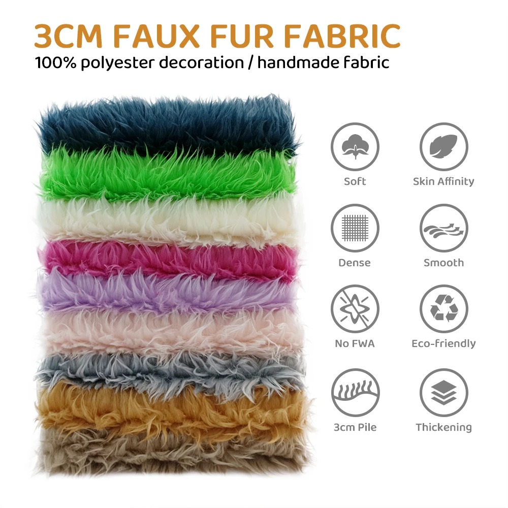 Best Seller Faux Fur Fabric 38x45cm/160x50cm/160x100cm Soft Minky Fabric 3cm Sewing Fabric DIY Handmade Long Hair Plush Fabric