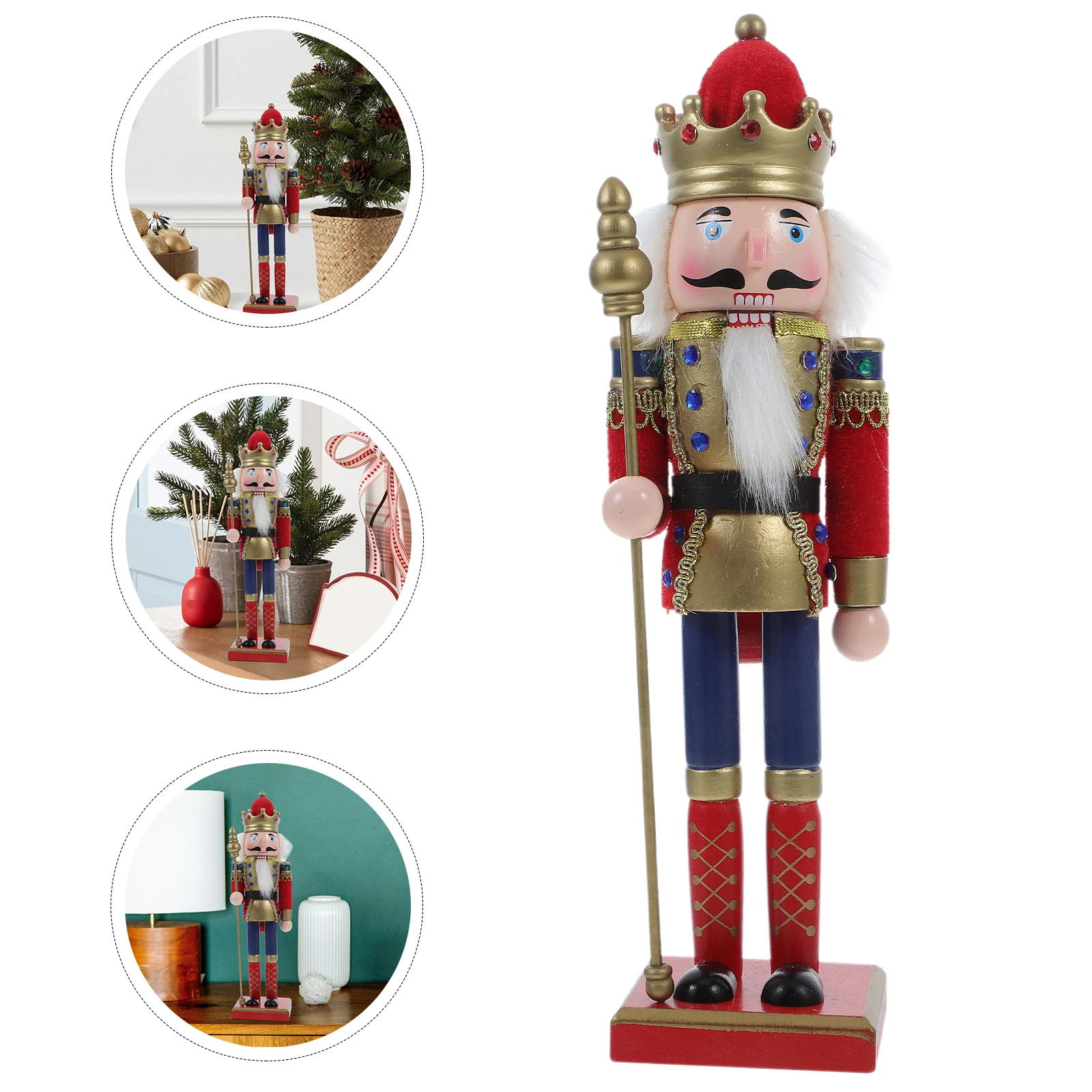 

Nutcracker Ornament Holiday Figures Puppet Festive Statuette Colored Soldier Wood Christmas Figurines Decor