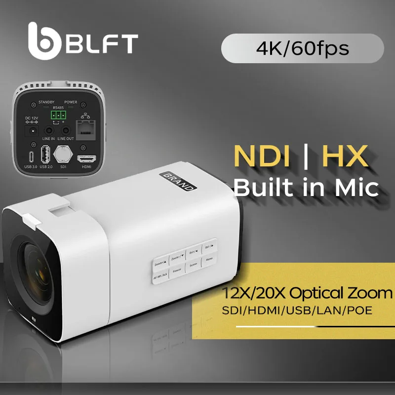 

12 20X Optical Zoom 4k60fps Ultra HD Broadcast BOX Camera SDI HDMI USB3.0 IP Live Streaming Camera for Church Events OBS Youtube