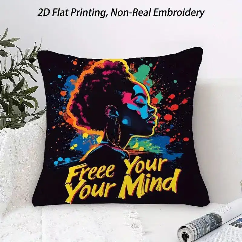 

Free Your Mind Africa Girls Pillowcase for Home Office Decorations Cool Women Bedroom Living Room Cushion Cover Pillow Cases