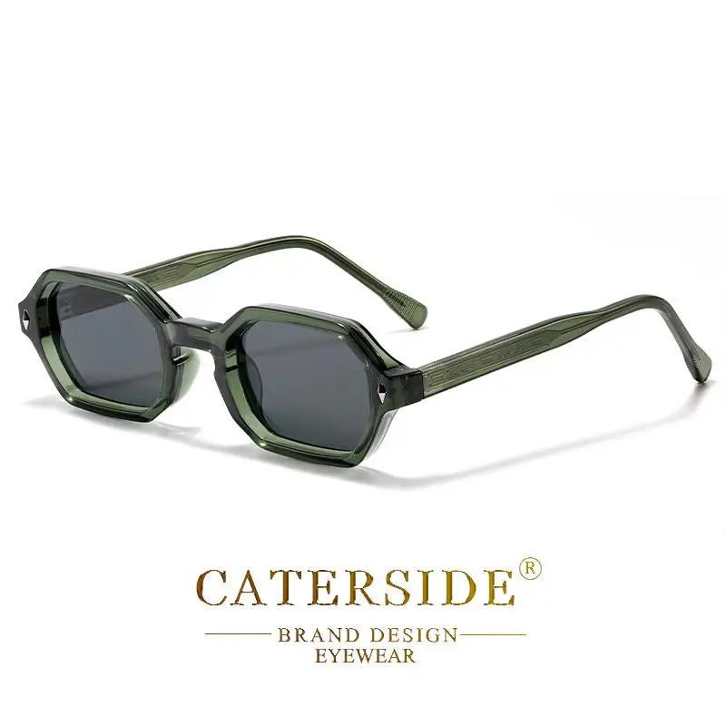CATERSIDE Polygon-Sonnenbrille, modische Herren-Sonnenbrille mit kleinem Rahmen und Farbverlaufsgläsern für Sommer-Strandpartys, ideale Wahl für Geschenke – Detail 12