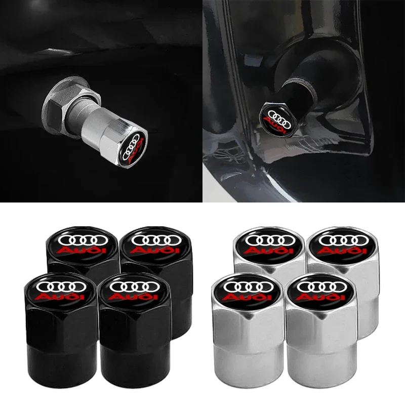 4pcs car wheel tire metal valve cover Defender decorative For Audi A4 A3 A5 A6 A7 A8 Q3 Q5 Q7 Q8 B5 B6 B7 B8 B9 Q7 8P 8V 8L TT