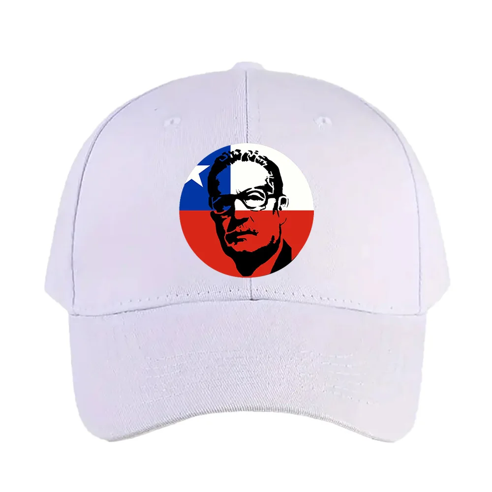 Gorra de béisbol de verano Salvador Allende con bandera chilena para hombre y mujer, ajustable con visera curva, gorra tipo pico de pato, protección solar