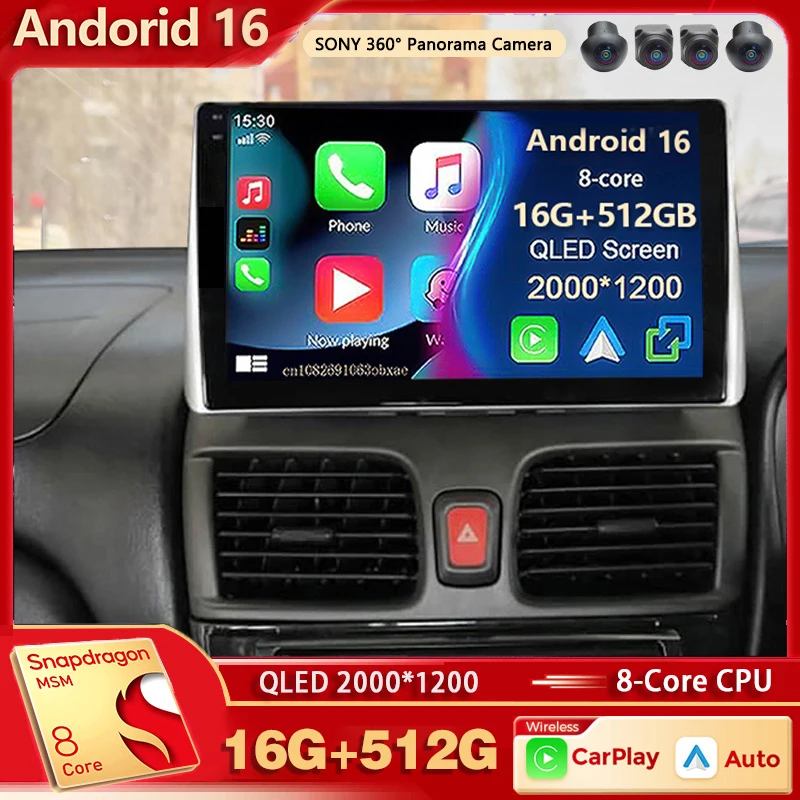 Android 16 For Nissan Sentra 5 B15 1999 - 2006 2K QLED Android Car Radio Multimedia Video Player stereo GPS AI Voice 4G CarPlay