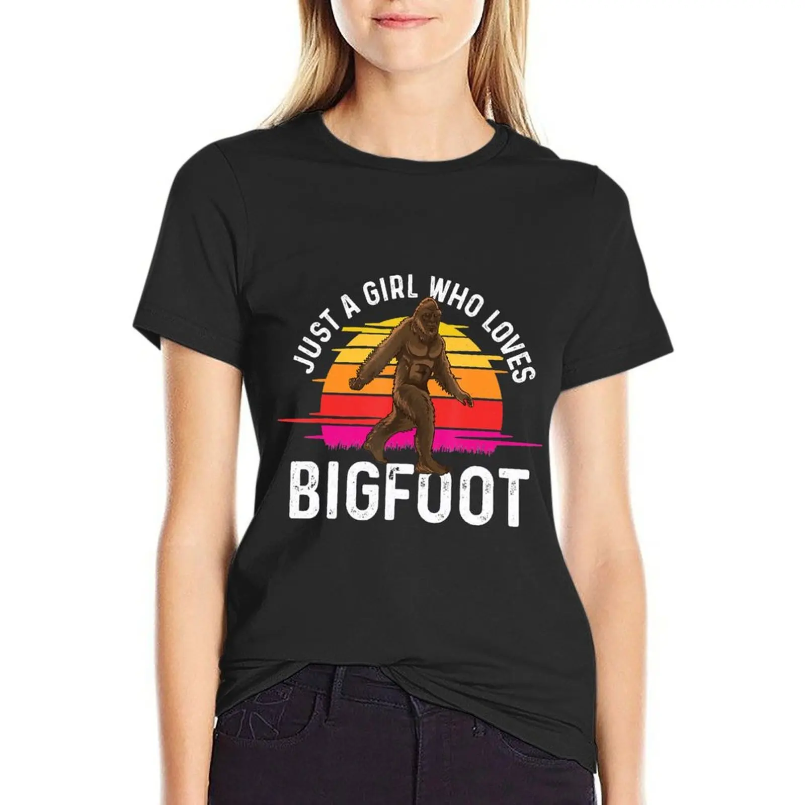 Just A Girl Who Loves Bigfoot T-Shirt plus sizes graphics summer tops plus size tops western t shirts for Women