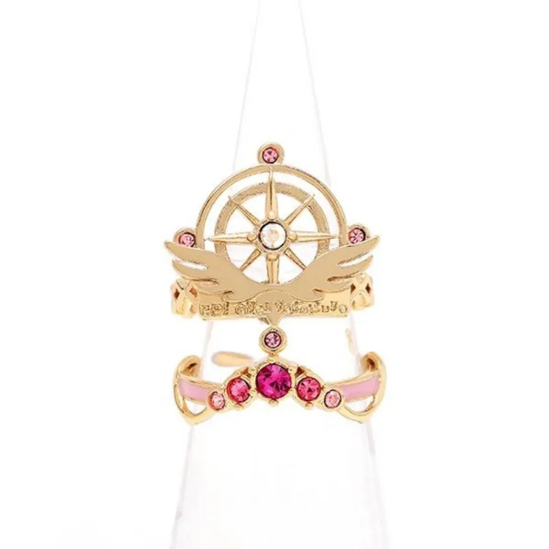 Puella Magi Madoka Magica Anime Ring Fashion Gold Color Rings Shine Zircon Design Cartoon Lady Jewelry Cosplay Accessories Gift