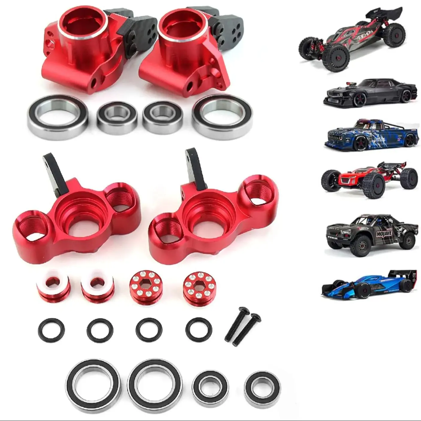 

Aluminum Alloy RC Steering System Upgrade Kit, Front Steering Cup & Rear Axle Mount for Arrma 1/8 Karton Outcast
