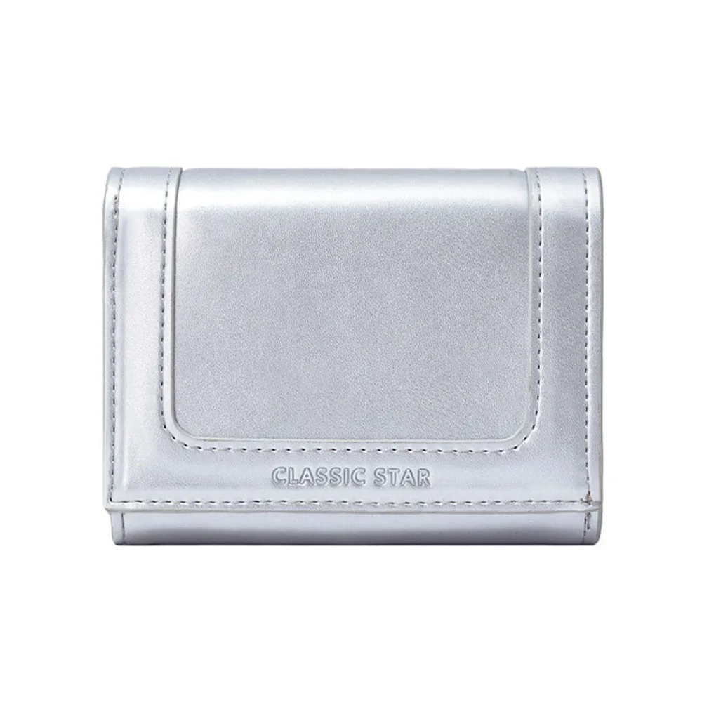 

Fashion PU Leather Short Wallet Solid Color Multi-Slot Coin Purse Zipper Card Holder Women
