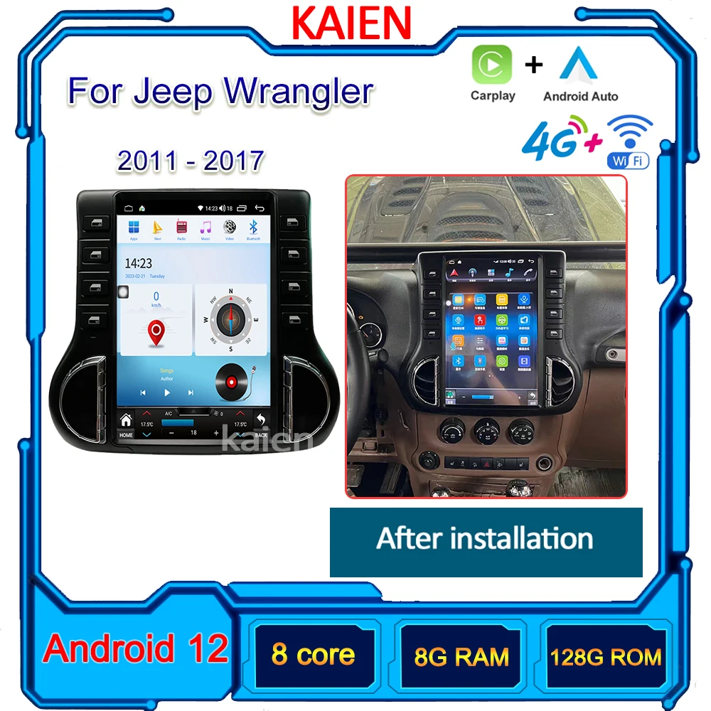 

Автомагнитола KAIEN для Jeep Wrangler 3 JK 2011-2017, Android 12, автонавигация, GPS, стерео, видеоплеер, DVD, мультимедиа, Авторадио 4G