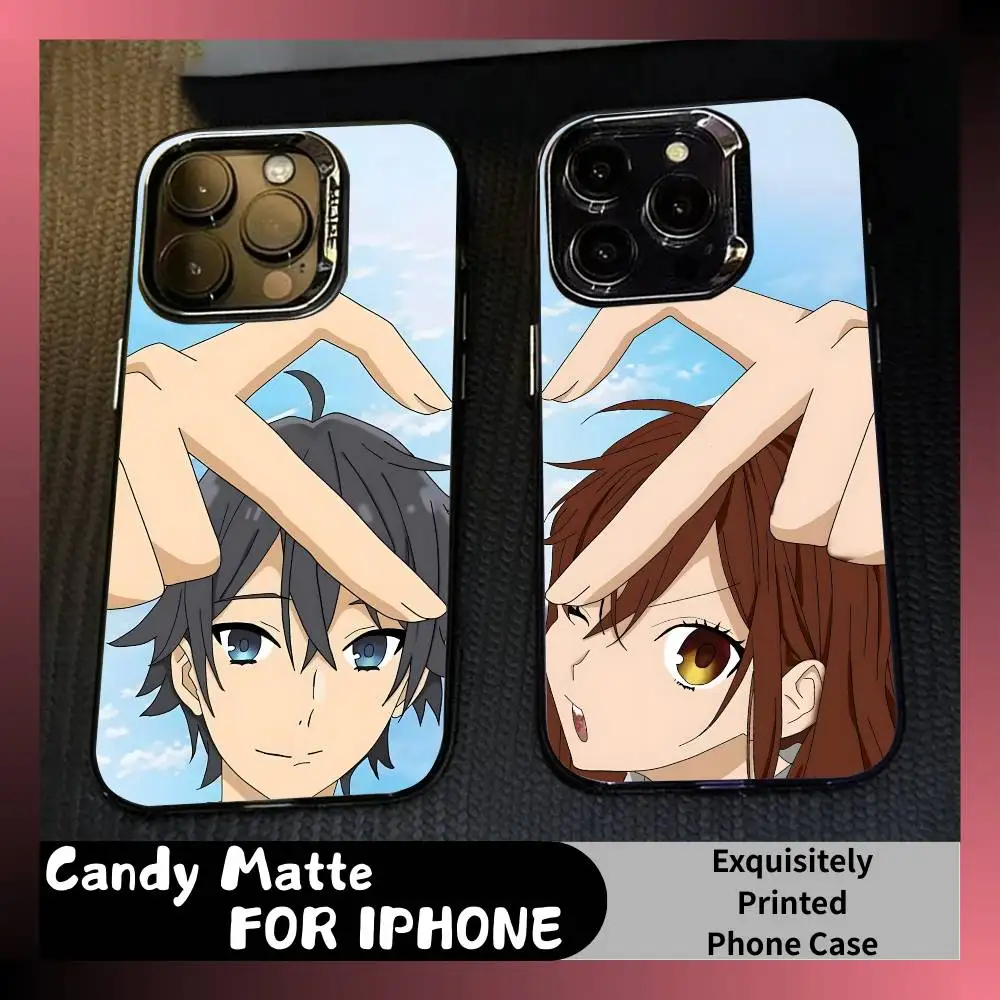

For Couole Anime H-HoriMiya Printed Phone Case For iPhone 16 17 15 14 12 13 Pro Max Black Candy Matte Shockproof Cover