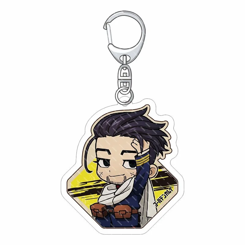 Anime Golden Kamuy Acrylic Keychains Saichi Sugimoto, Hyakunosuke Ogata, Yoshitake Shiraishi Figure Pendant Key Rings Bag Charm