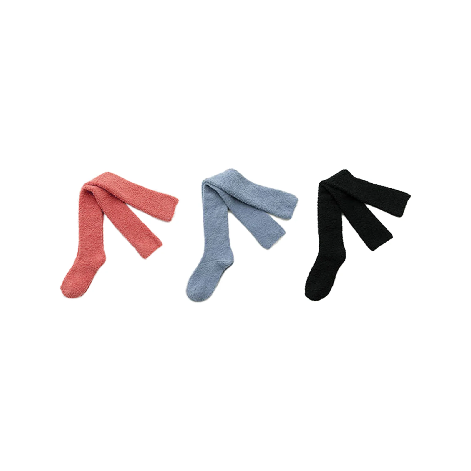Winter coral velvet over-the-knee stockings three-color combination (one pair each of orange + blue + black)