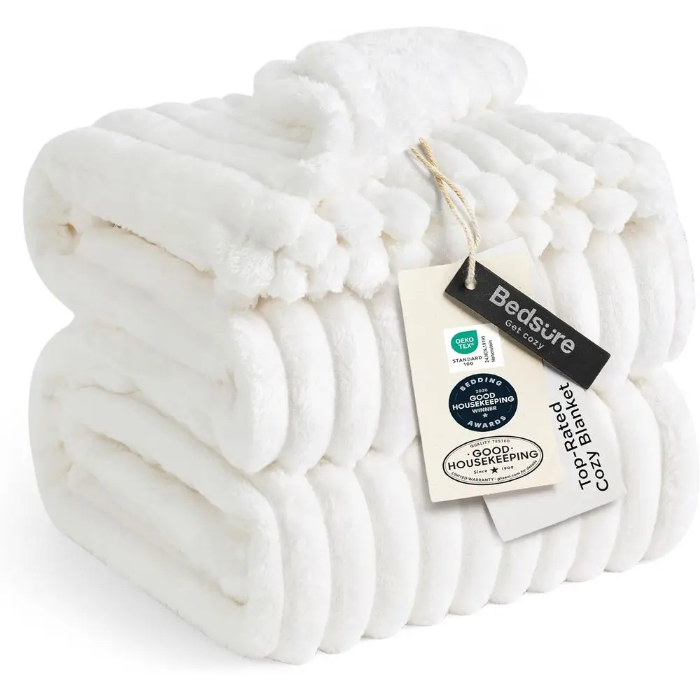 

GentleSot King Size Blanket or Bed - Cozy Sot Blankets or Women, Cute Large Bedding leece Throws or Girls, O White, 108x90 Inche