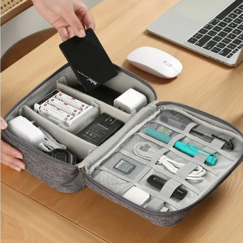 Electronic Accessory Bag Portable Travel Cable Organizer Waterproof Double Layer Cable Organizer Cable Phone Charger Flash Drive