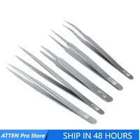 ATTEN stainless steel tweezers AT-110 series round tip pointed tip elbow precision electronic maintenance tweezers tool