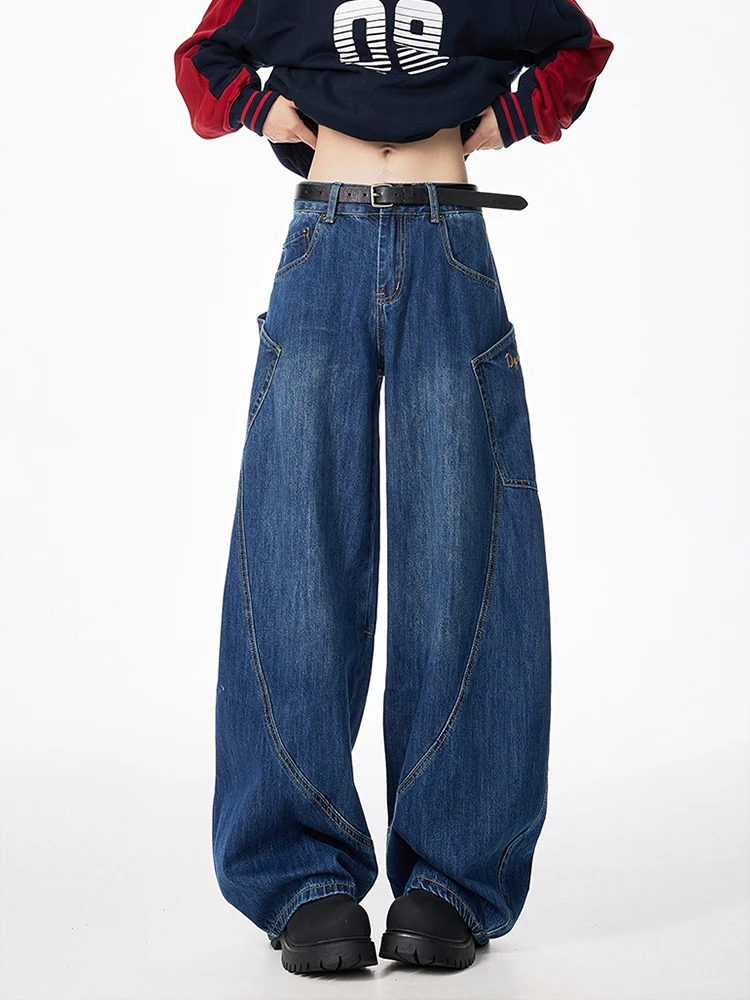 Houzhou Baggy Cargo Jeans Männer Jeans hose männlich Harajuku Tasche hohe Taille lose Freizeit hose Herbst Y2k Vintage Kleidung