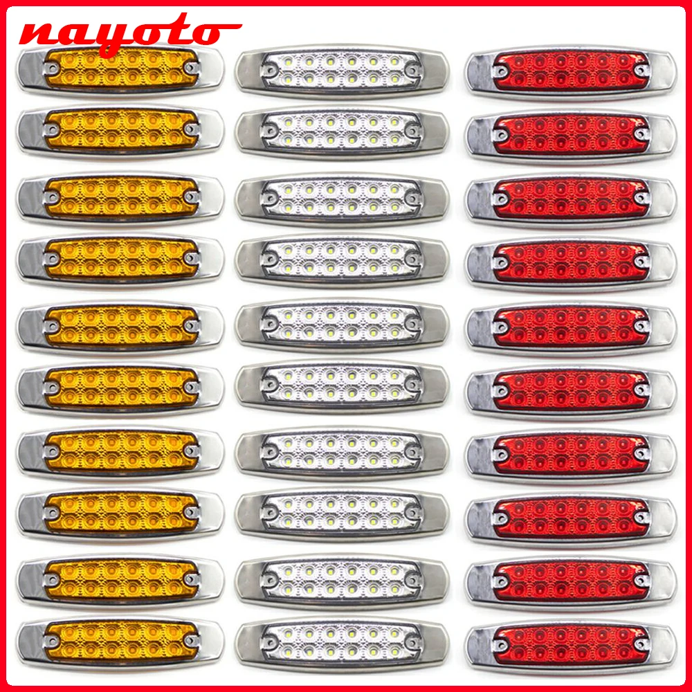 

10 шт., 12 светодиодов, автомобильный светодиодный боковой габаритный фонарь, габаритный фонарь, автомобили, грузовик, прицеп, караван, автобус, фургон, лодка, 12 В, 24 В, водонепроницаемый