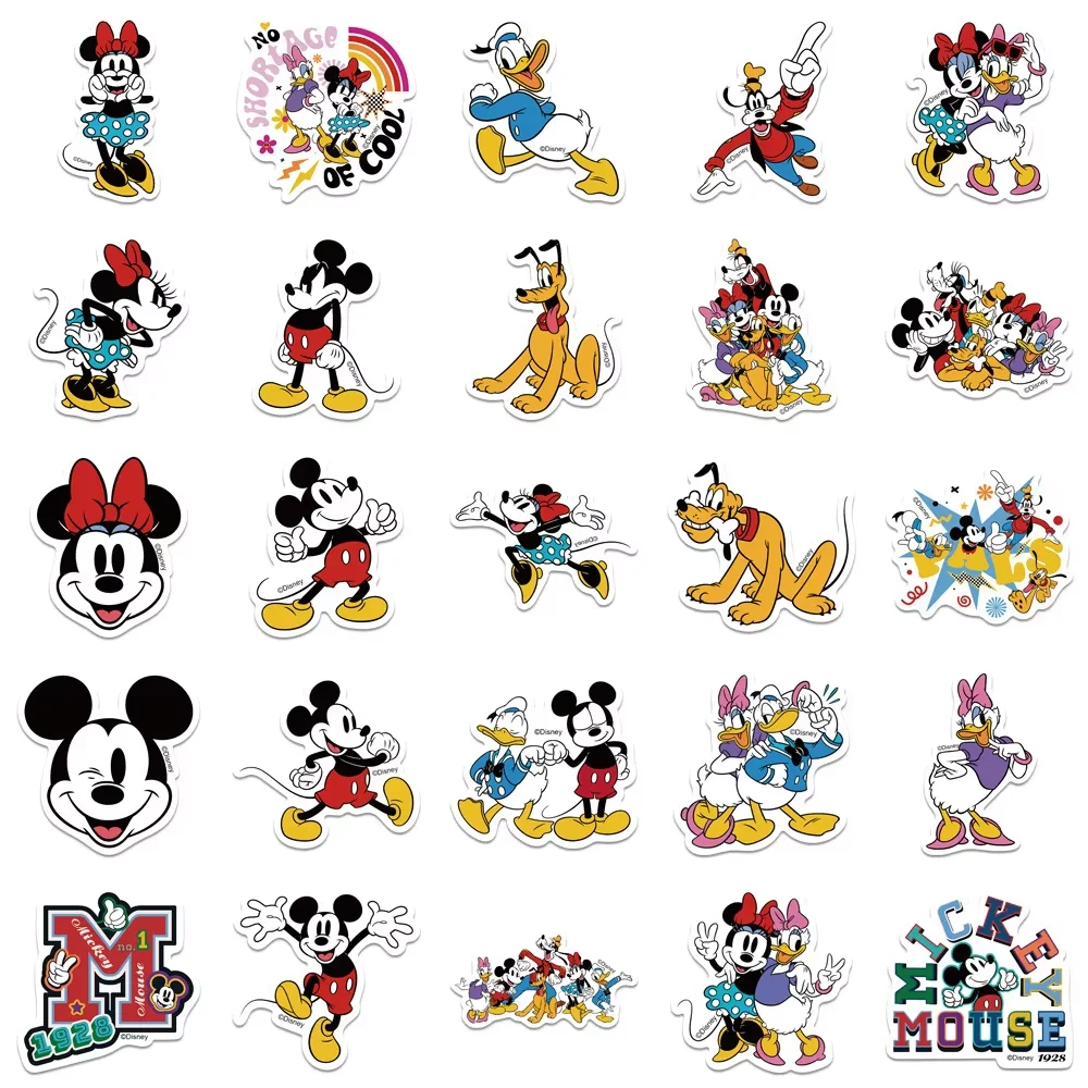 50/100 pçs disney mickey mouse misturado dos desenhos animados adesivos à prova dwaterproof água graffiti telefone portátil bagagem guitarra notebook adesivos crianças brinquedo