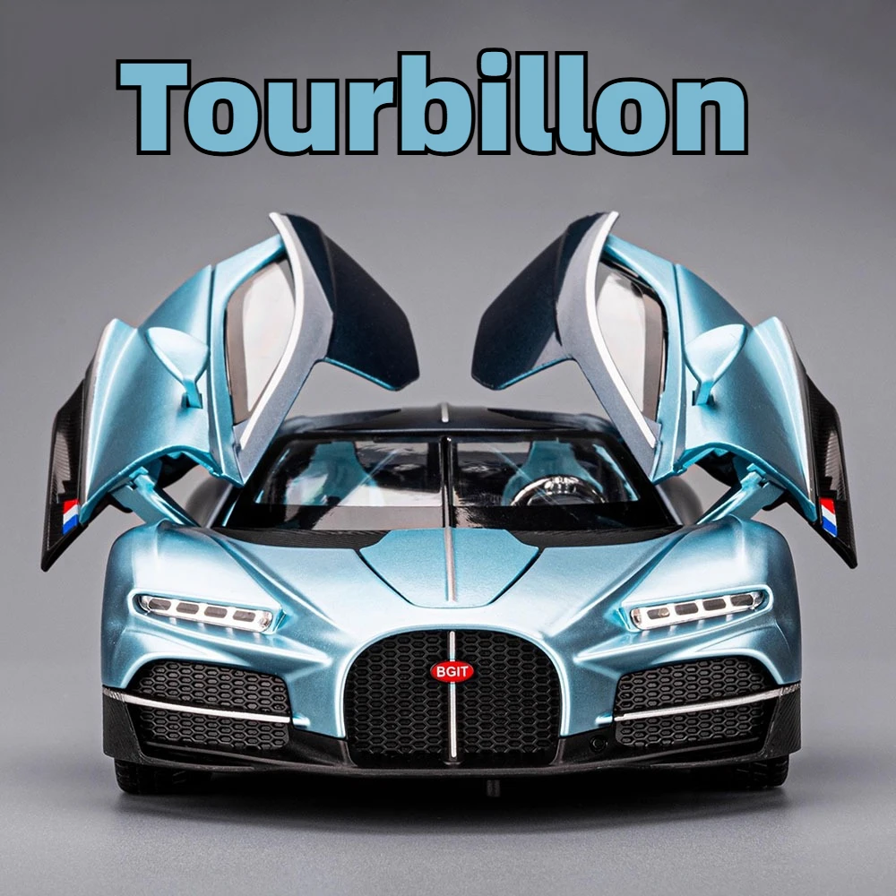 

1:24 Tourbillon Atlantic Model Car Toy Butterfly Wing Doors Opened Shock Absorption Music Light Metal Models Collectible Item