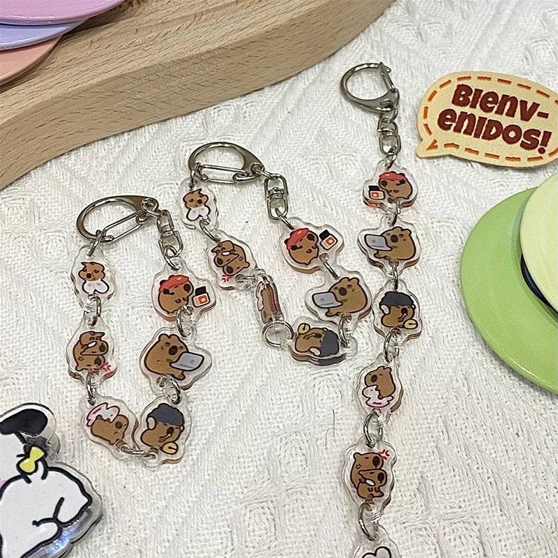 Kawaii Capybara Keychain ، حلقة مفاتيح كرتونية للحيوانات ، حامل مفتاح السيارة ، قلادة حقيبة مدرسية ، حقيبة ظهر الحبل الديكور ، لطيف