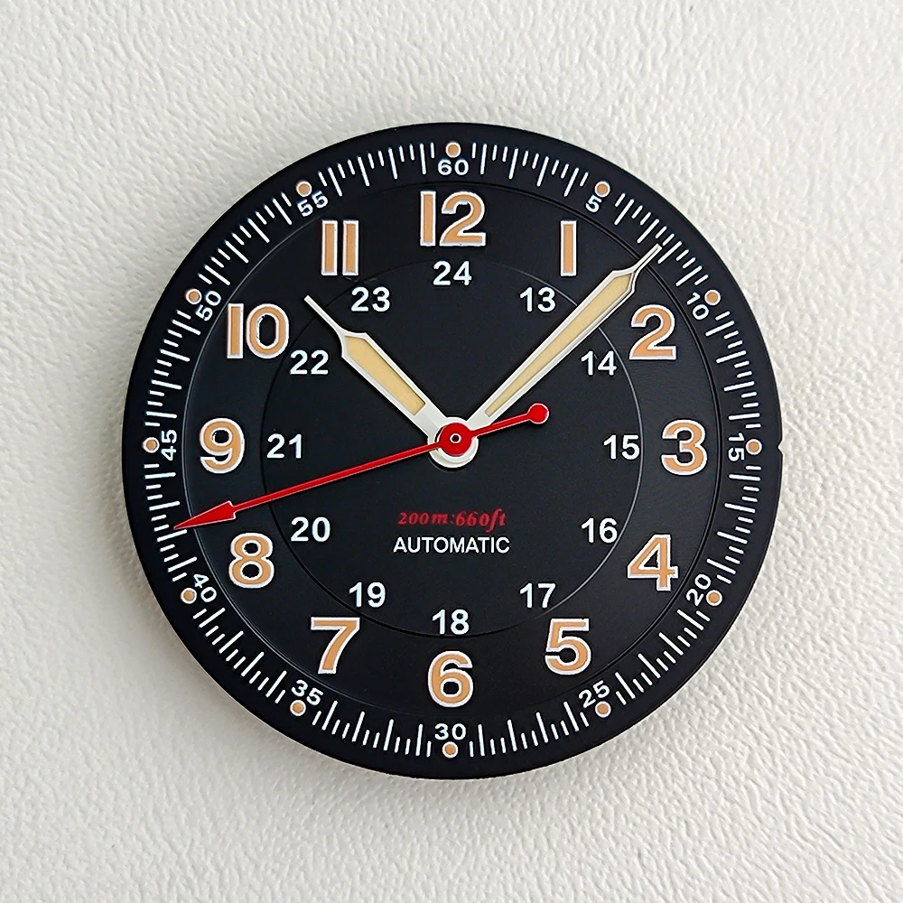 SUPER NH35 Pilot Dial 29mm Dial Green Luminous Custom Logo Dial Fit for NH35 NH36 Movement Men's NH35 Pilot Watch Modified Parts
