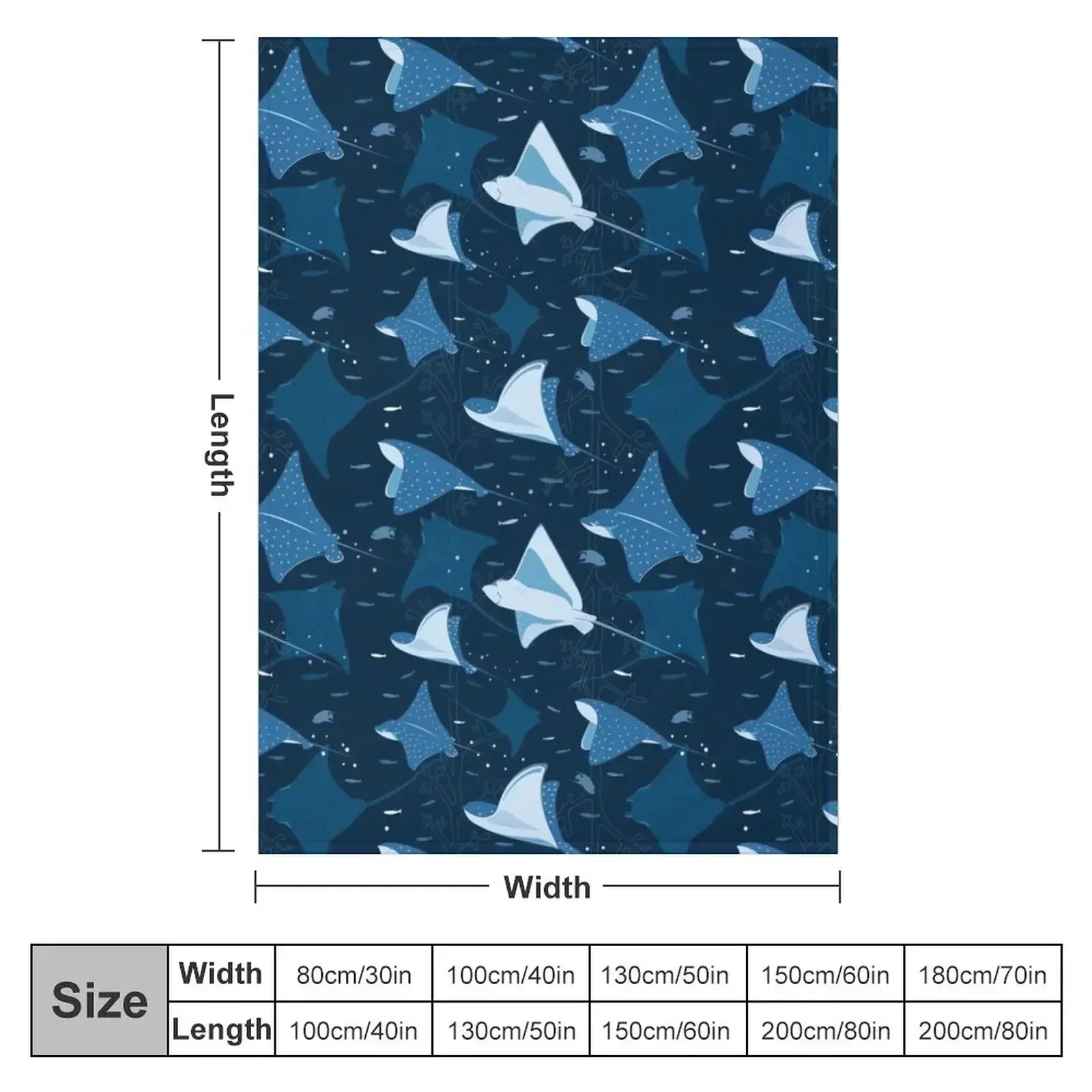 Flying stingrays blue Throw Blanket couch cozy soft plush fuzzy picnic outdoor blanket